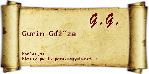 Gurin Géza névjegykártya